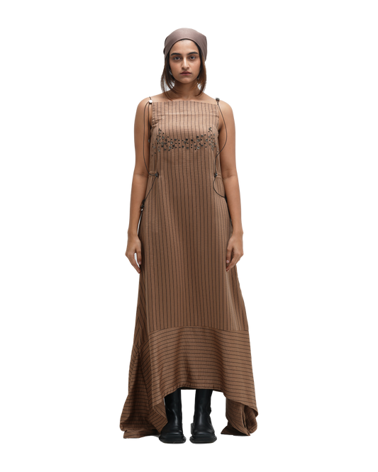 RUCH HOUR DRESS - BROWN