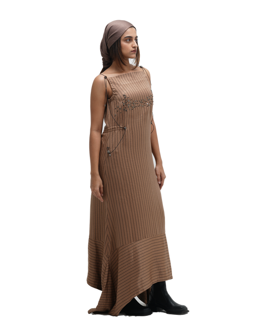 RUCH HOUR DRESS - BROWN