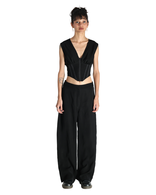 Affair Corset With High Waisted Pants - Black