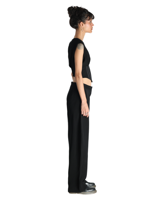 Affair Corset With High Waisted Pants - Black