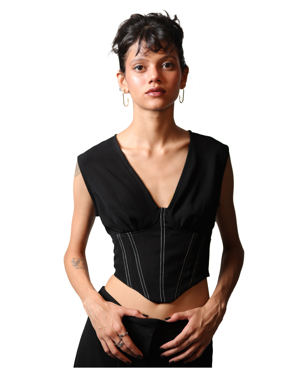 Affair Corset With High Waisted Pants - Black