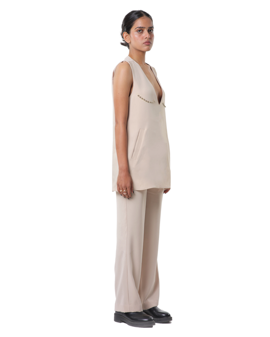 Dot Dress With Pants - Cream