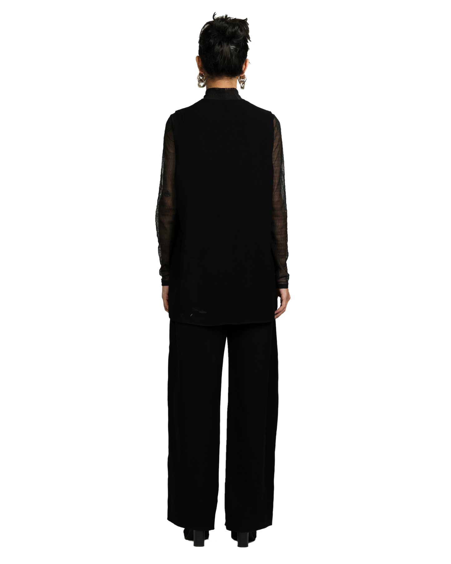 Dot Dress With Pants - Black
