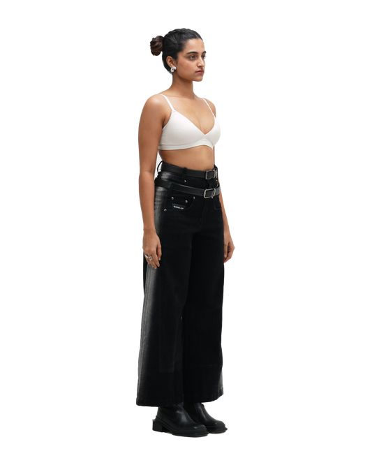 BLEACHED JEANS - BLACK