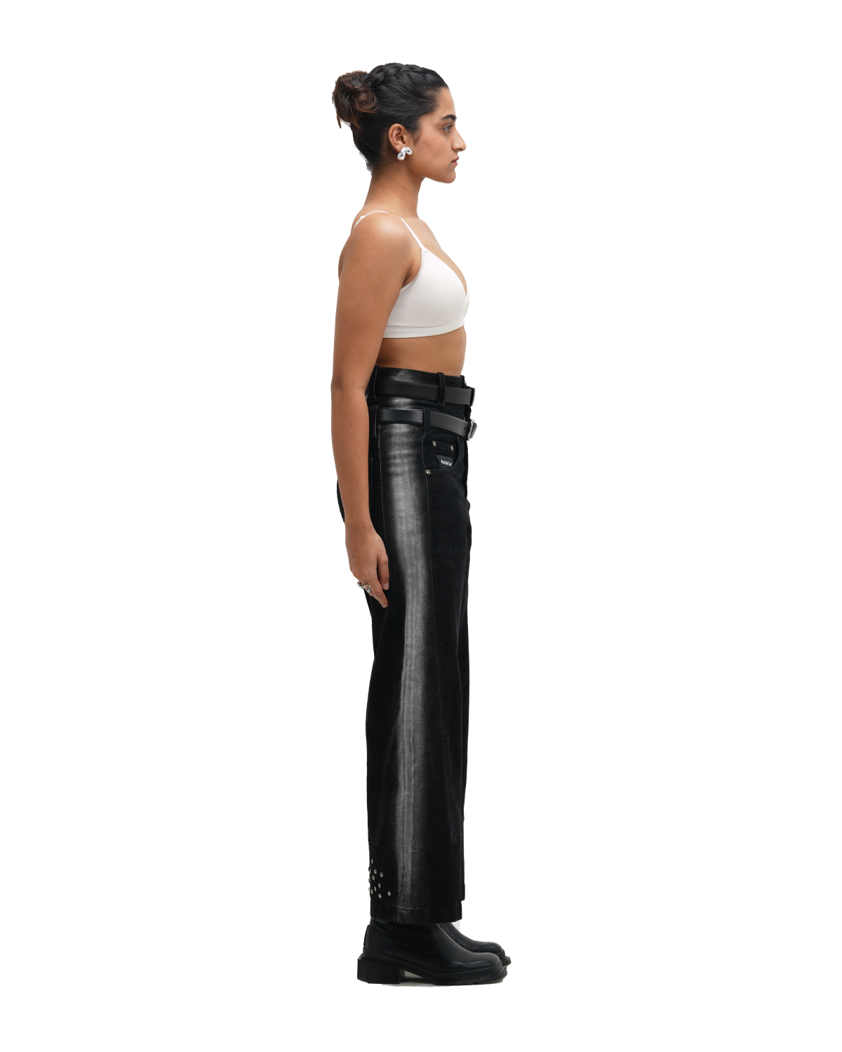 BLEACHED JEANS - BLACK