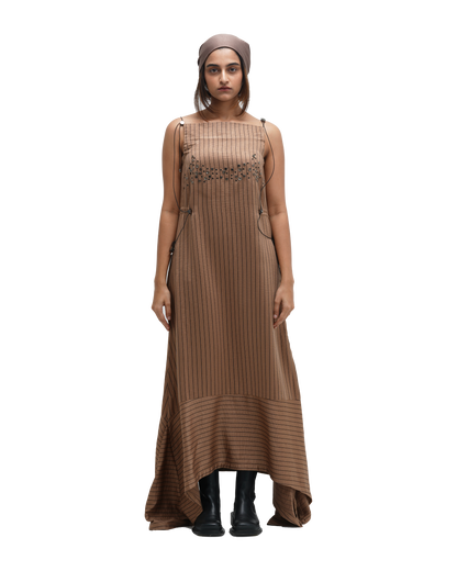 RUCH HOUR DRESS - BROWN