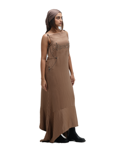 RUCH HOUR DRESS - BROWN