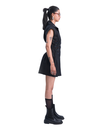 CREASED DRESS- BLACK