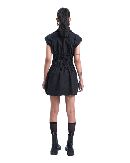 CREASED DRESS- BLACK