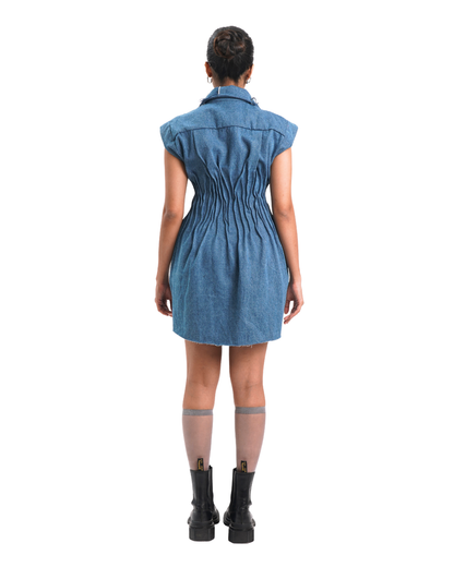 CREASED DRESS- BLUE