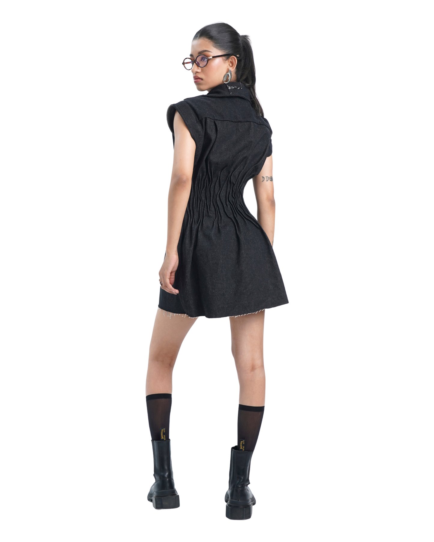 CREASED DRESS- BLACK