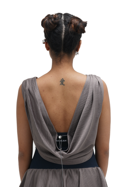 GREY COWL TOP