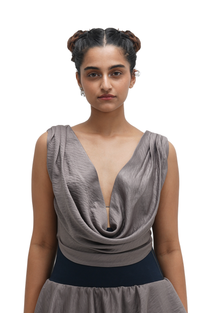 GREY COWL TOP