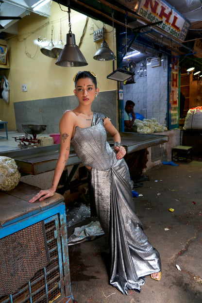 SILVER SHIMMER SAREE