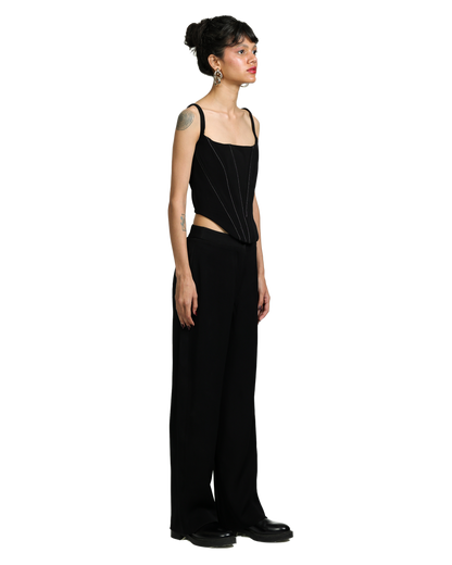 Knotty Corset With High Waisted Pants - Black