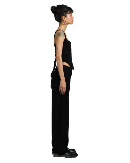 Knotty Corset With High Waisted Pants - Black