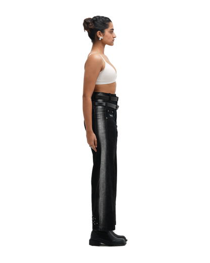 BLEACHED JEANS - BLACK