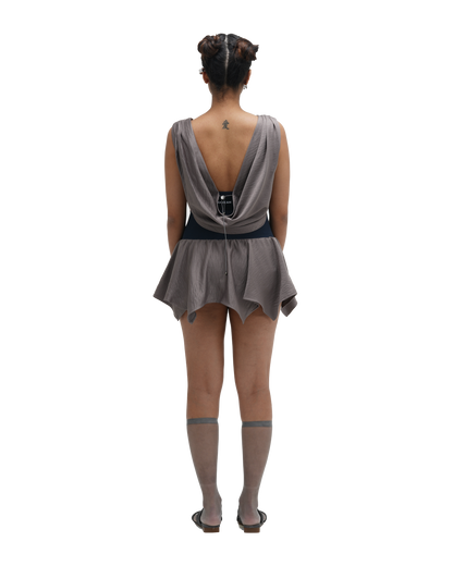 GREY COWL TOP WITH FLAIR SKIRT
