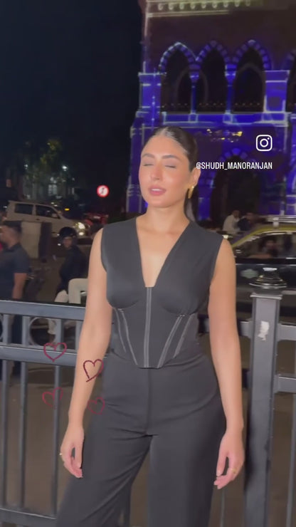 Affair Corset With High Waisted Pants - Black