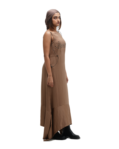 RUCH HOUR DRESS - BROWN