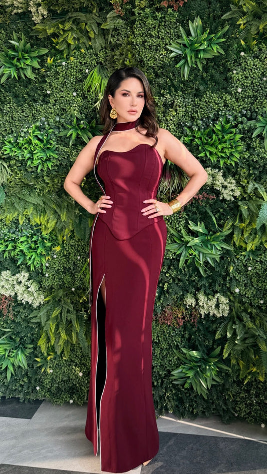 CURVE SKIRT- MERLOT