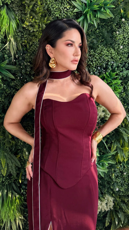 CURVE SKIRT- MERLOT