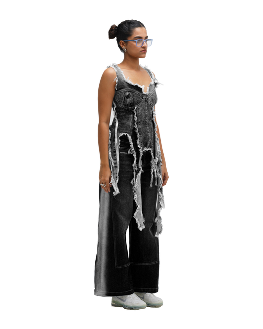 TEAR AFFAIR CORSET - BLACK