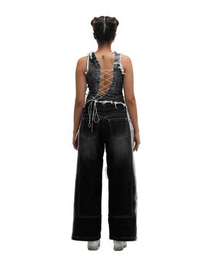 TEAR AFFAIR CORSET - BLACK